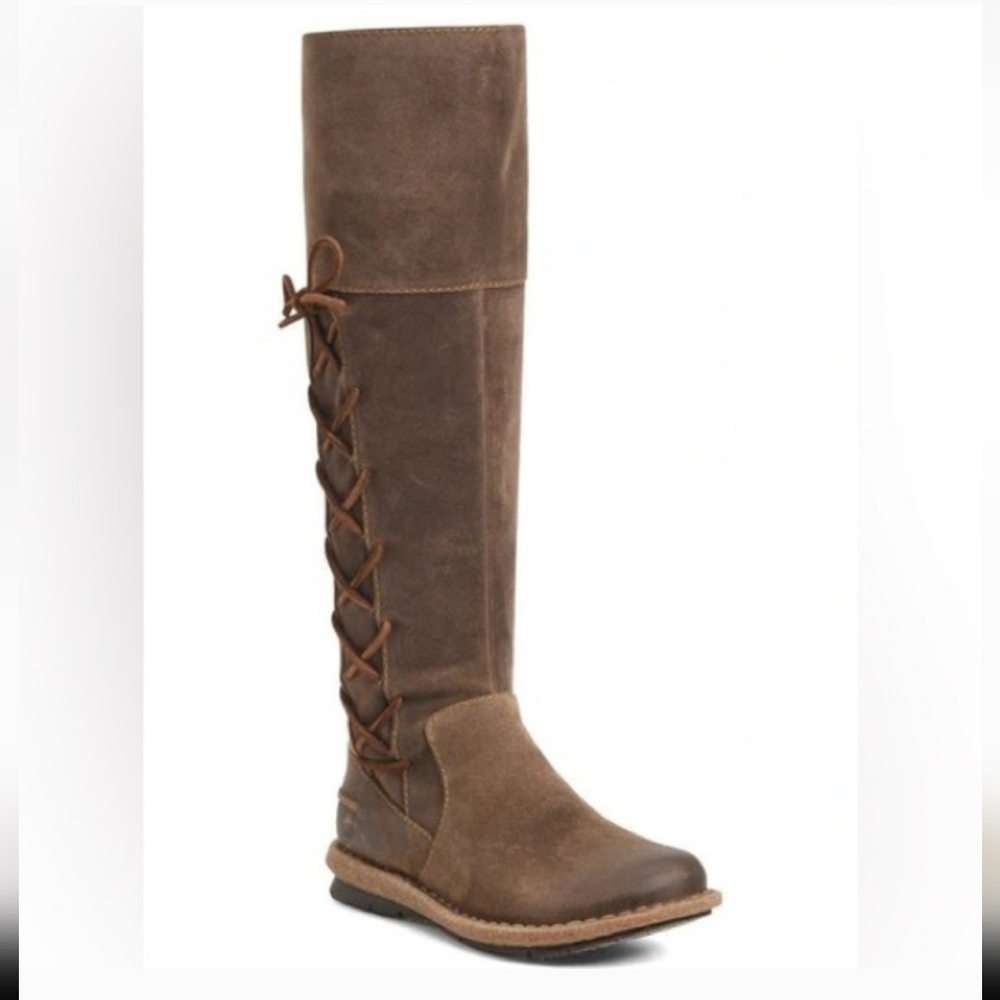 Born | Tarla Distressed Suede Leather Zip Up Brown Boots Size 6
